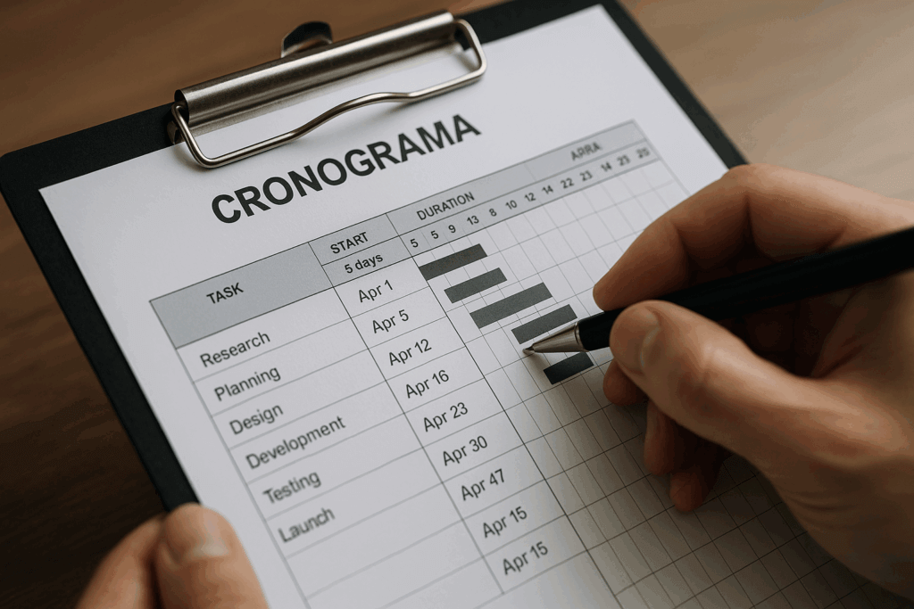 Cronograma organización eventos